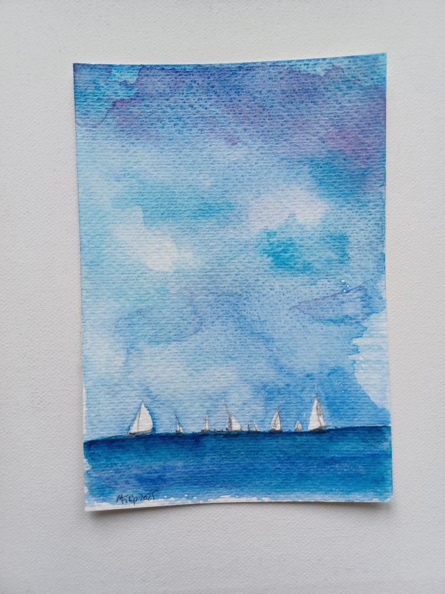 Akwarela morska 12,5*18 cm