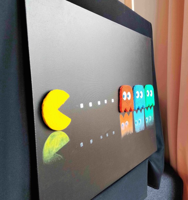 Obraz 3D relief ręcznie malowany PAC-MAN