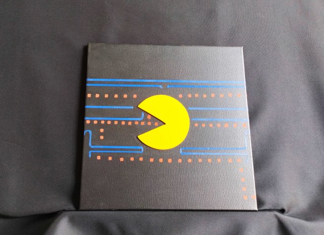 Obraz 3D relief ręcznie robiony - PAC-MAN labirynt