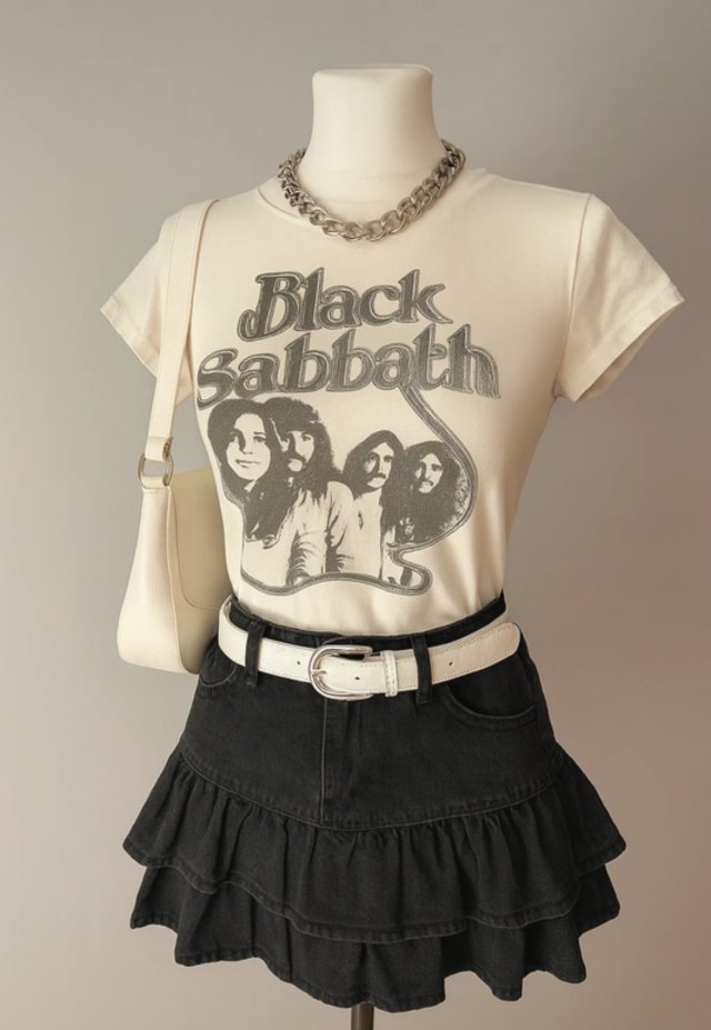Vintage y2k Style Black Sabbath RIP Tee – Ozzy Osbourne Graphic T-Shirt, Band Merch, 70s Rock Y2K Grunge Top bluzka
