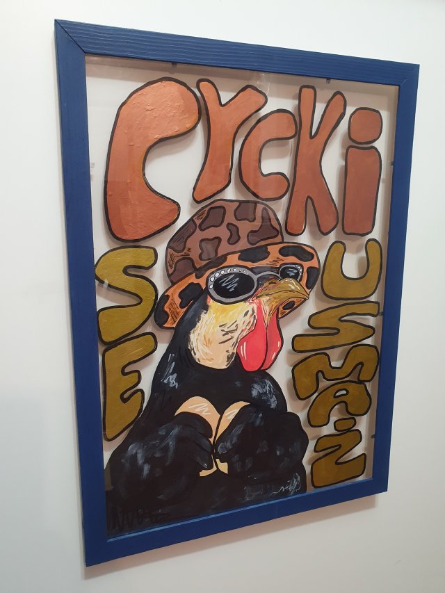 Obraz Grafika KURA CYCKI SE USMAŻ A3