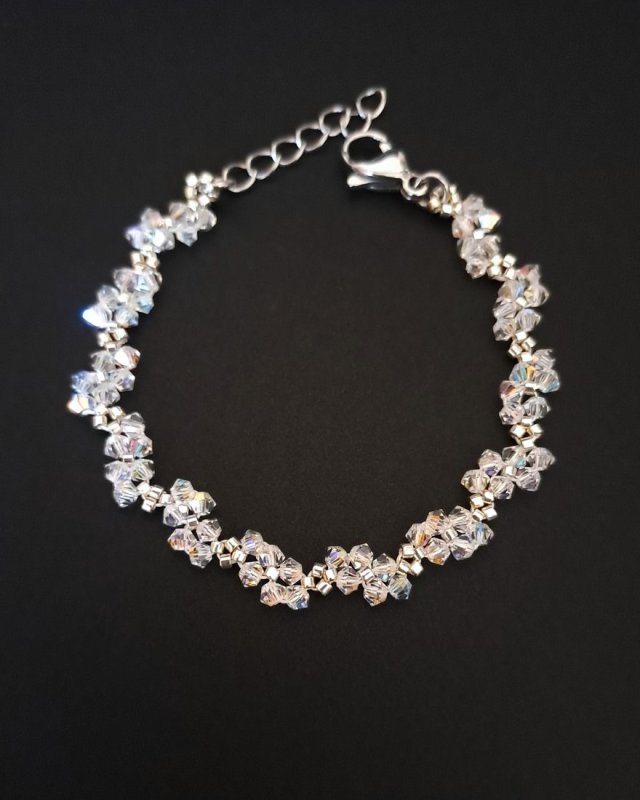 Ślubna Bransoletka z Kryształków Preciosa Crystal AB i Koralików Miyuki Delica