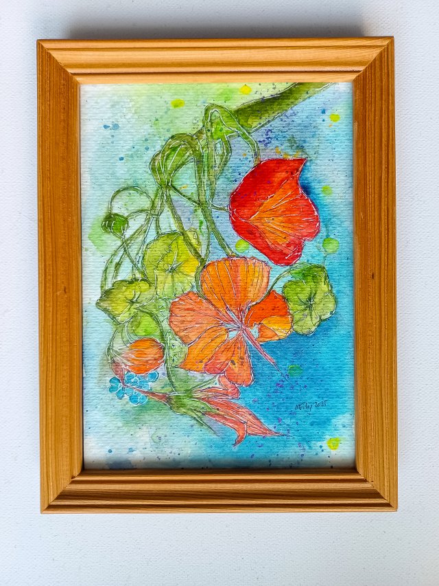 Akwarela w drewnianej ramce 15*20 cm