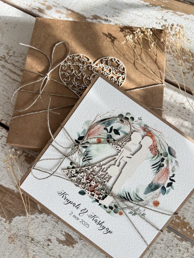 Ręcznie robiona personalizowana kartka na ślub z pudełkiem