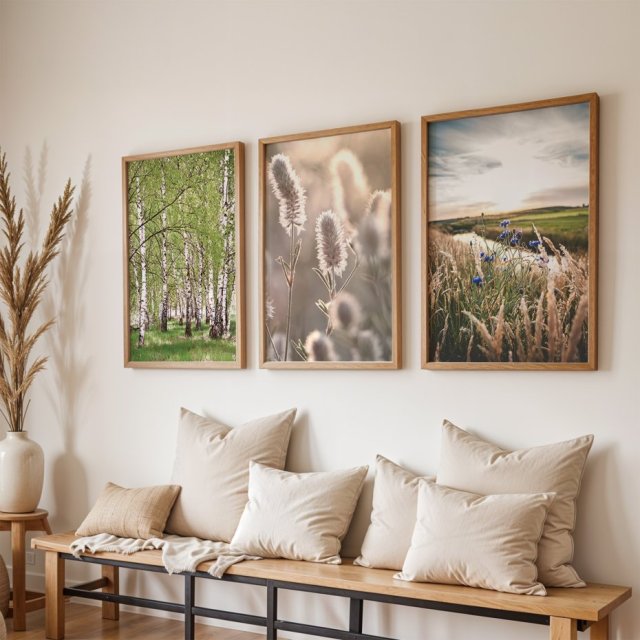 ZESTAW PLAKATÓW 30x40 cm, Natura, brzozy, chabry, trawy  (set216)