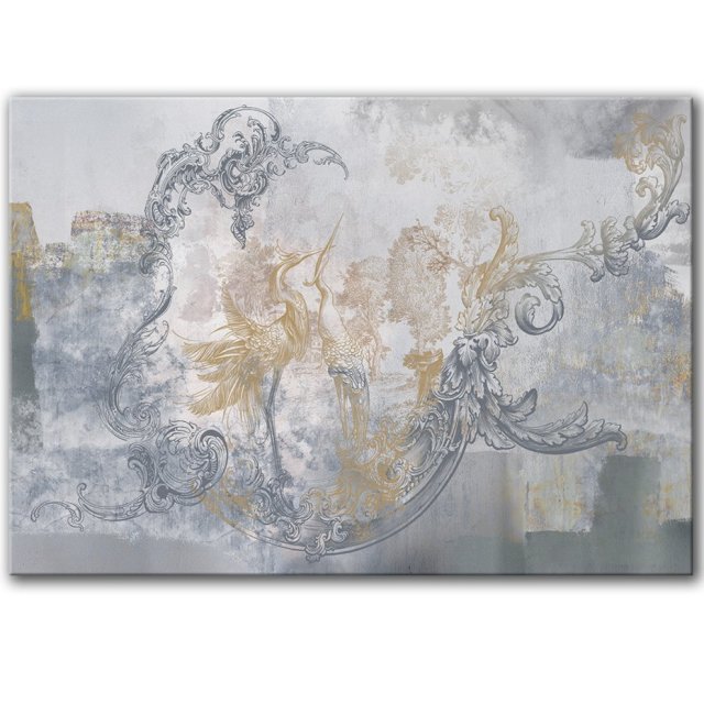 Obraz na płótnie - 100x70 cm  Czaple i ornamenty (1-0693)