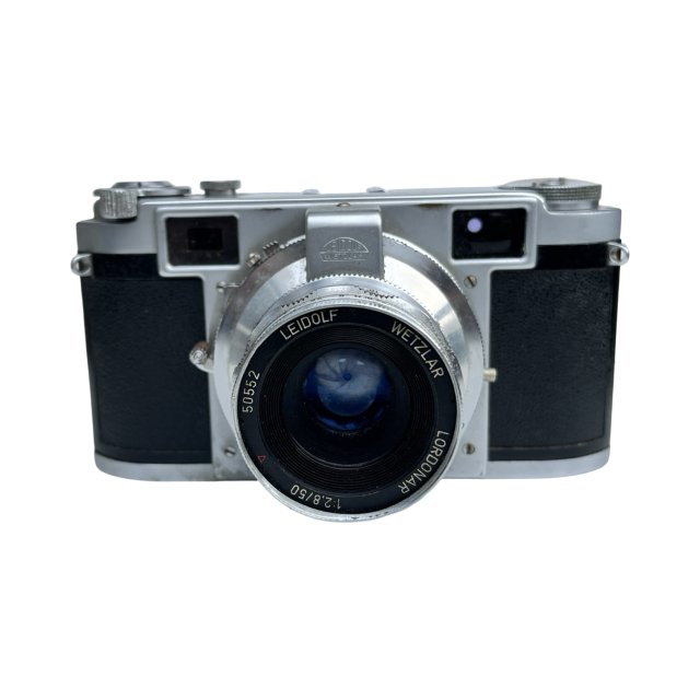 Aparat Leidolf Lordomat C35 + Lordonar 50mm f/2.8 + oryginalne etui – Wetzlar, Niemcy, lata 50.