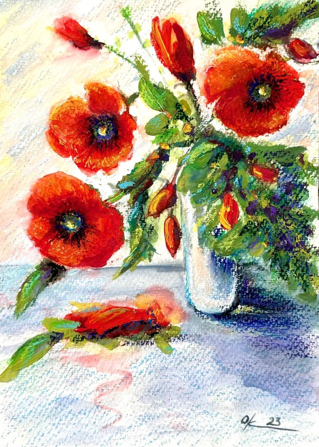 Maki polne Original Akwarela A4