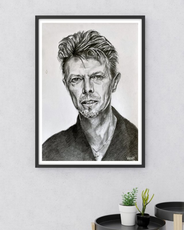 PLAKAT - DAVID BOWIE - SERIA IKONY (A3) - wykonany z oryginalnego rysunku, prezent, dla niej niego