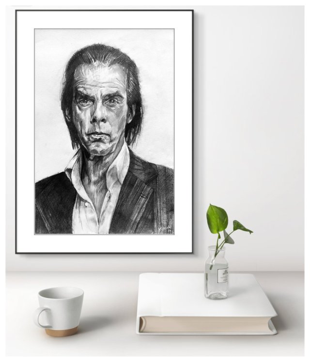 PLAKAT - NICK CAVE - SERIA IKONY (A3) - wykonany z oryginalnego rysunku, prezent, dla niej niego