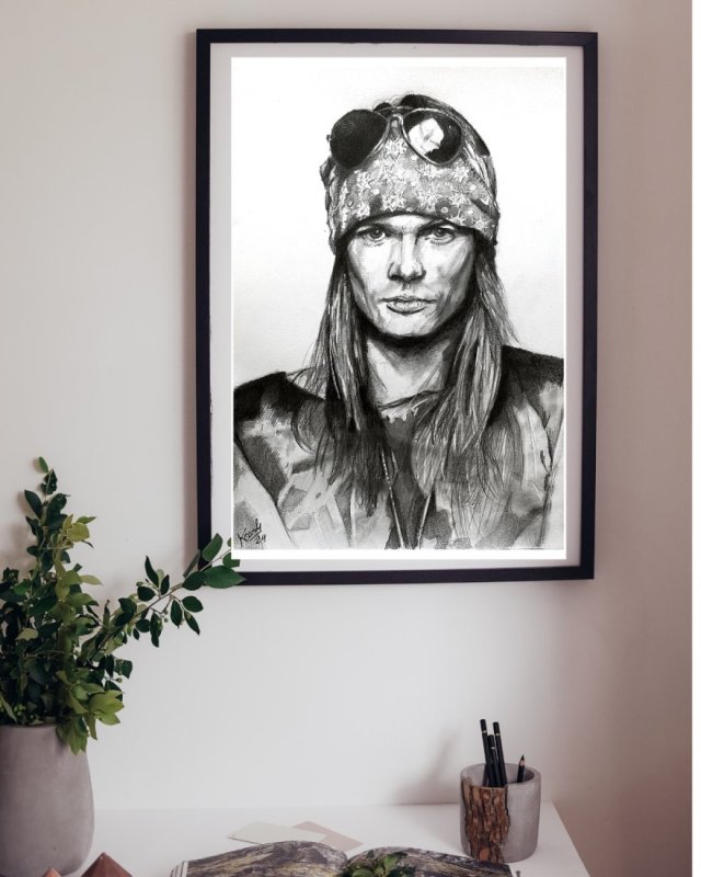PLAKAT - AXL ROSE - SERIA IKONY (A3) - wykonany z oryginalnego rysunku, prezent, dla niej niego