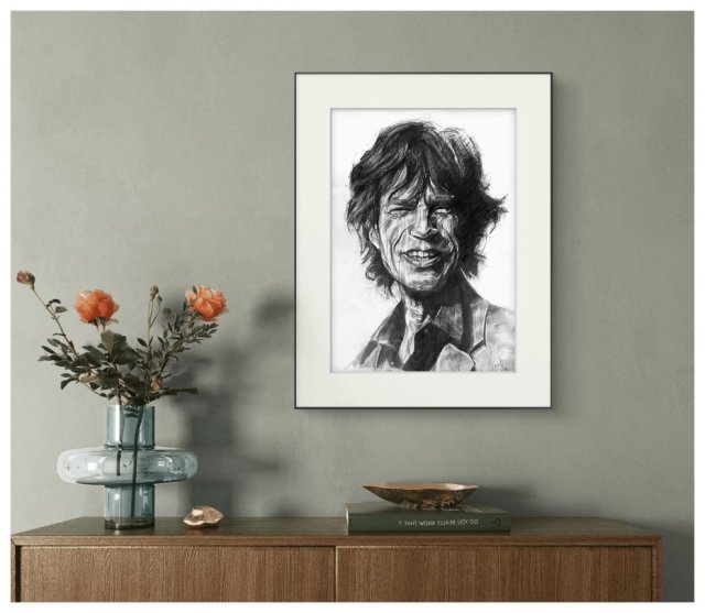PLAKAT - MICK JAGGER - SERIA IKONY (A3) - wykonany z oryginalnego rysunku, prezent, dla niej niego