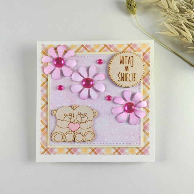 Kartka na narodziny dziecka, misie