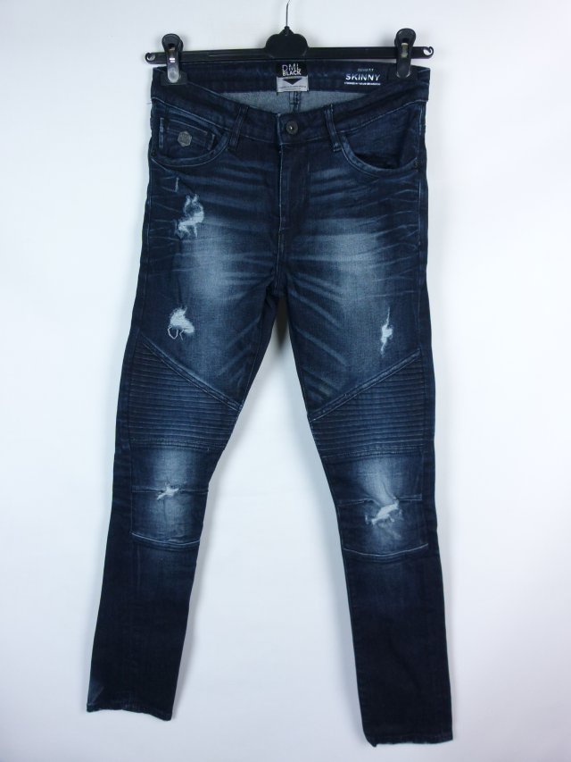 DML Skinny Fit spodnie jeans bikery dziury 32 / 30