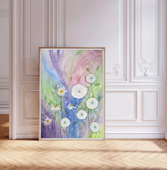 Łąka. Oryginalna akwarela 50x70cm