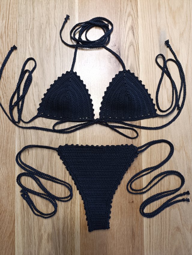 Bikini szydełkowe czarne S