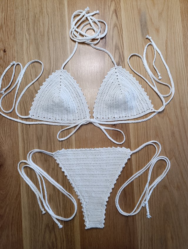 Bikini szydełkowe kremowe M