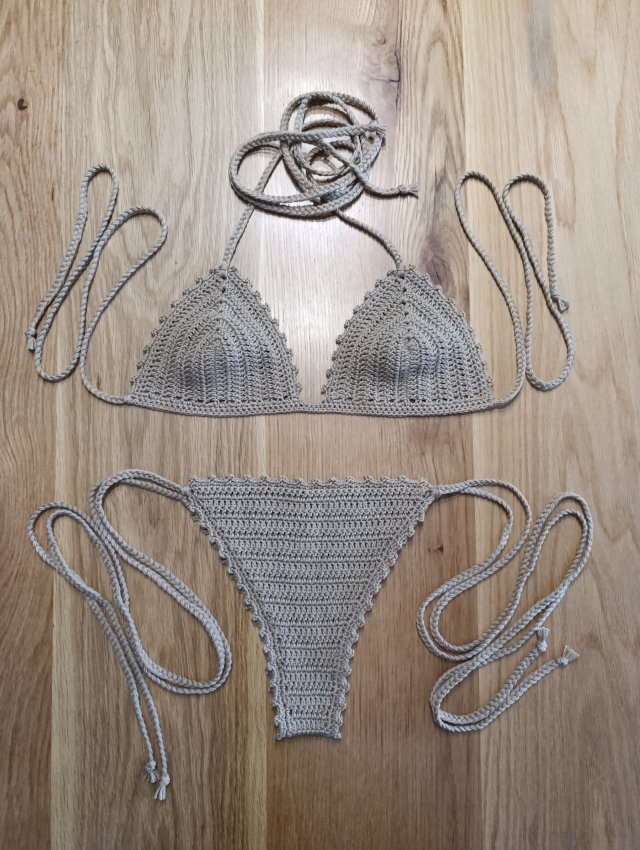 Bikini szydełkowe beżowe XS