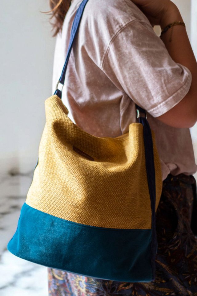 Miodowo-turkusowa boho bag