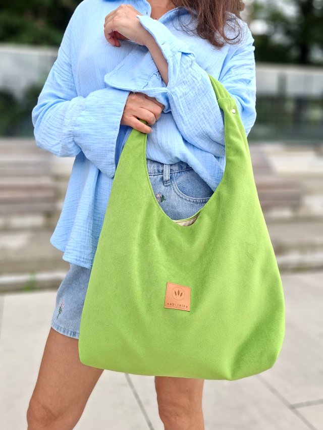 Welurowa torba Hobo Bonita Zielone Jabłuszko
