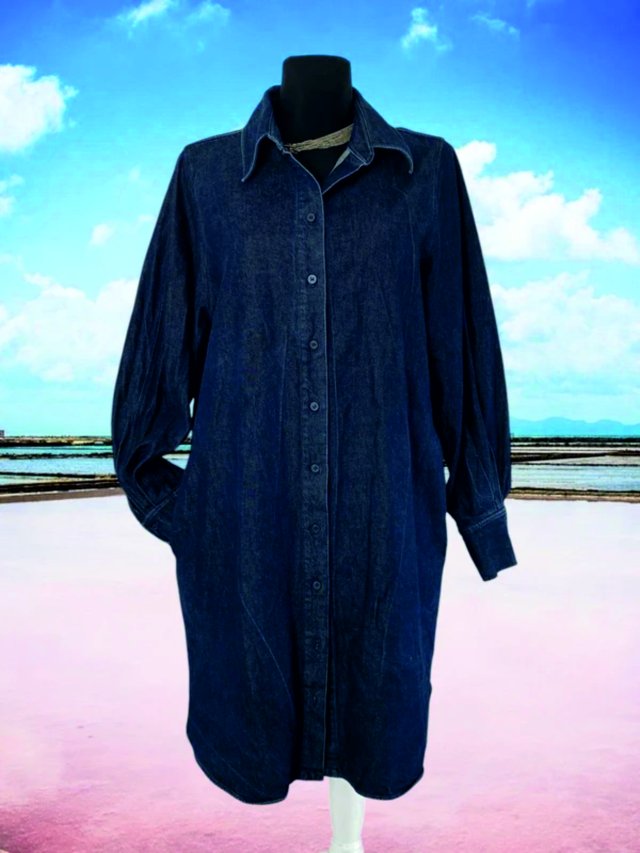 COS szmizjerka jeansowa płaszcz jeansowy sukienka koszulowa granatowy denim – rozmiar M-2XL