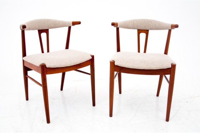 Dwa tekowe krzesła, duński design, lata 60.