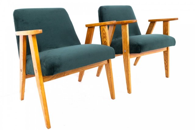 Komplet foteli Chierowskiego , model 366, lata 70-te. PO RENOWACJI