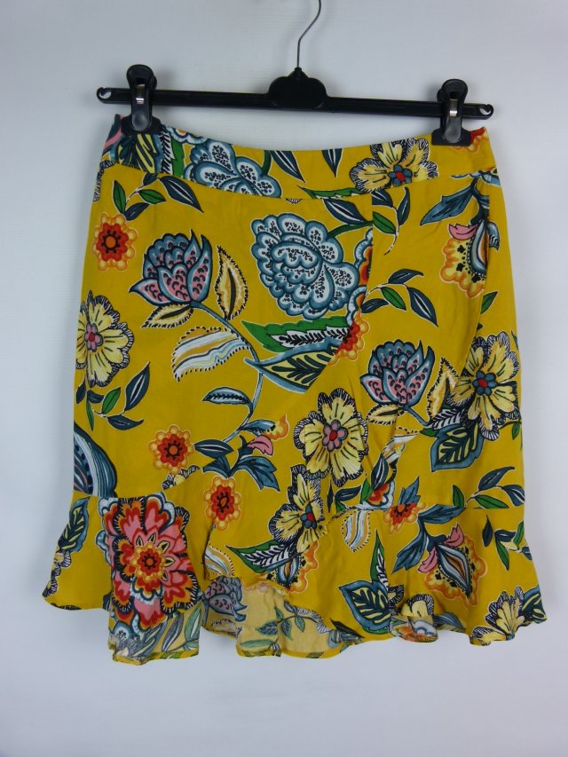 Papaya kopertowa letnia spódnica w kwiaty z falbanką 12 / 38