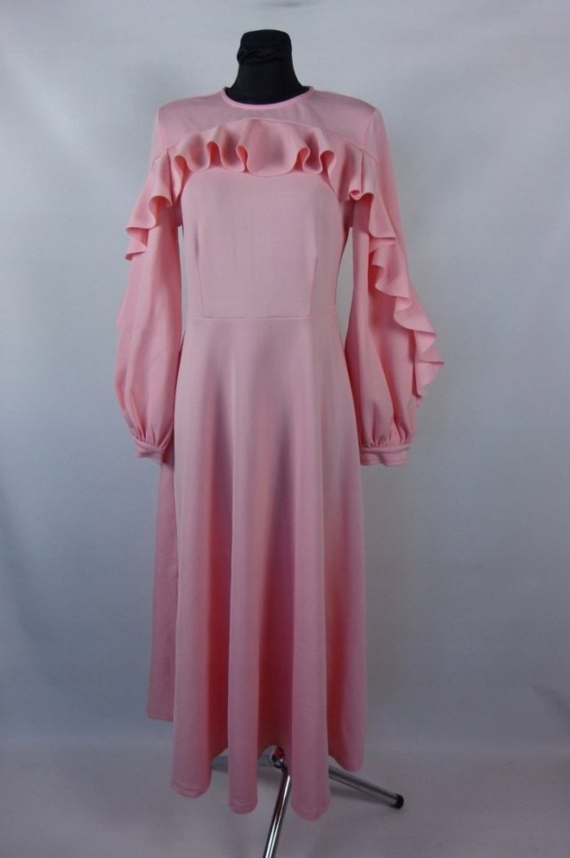 Shein rozkloszowana sukienka maxi pink / M