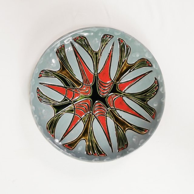 Dekoracyjny, ścienny, ceramiczny talerz, Kravsko, Czechosłowacja, lata 60