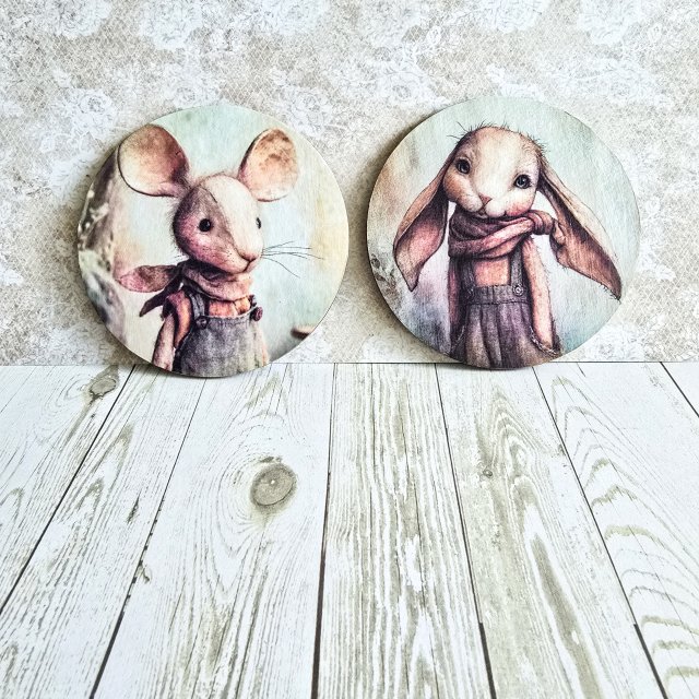 Para podkładek - Królik i myszka