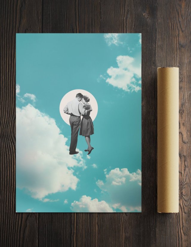 Plakat minimalistyczny - Zakochana para ( A3 - 29,7x42 cm )