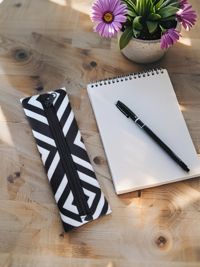 Czarno-biały piórnik etui organizer uniseks handmade OP05
