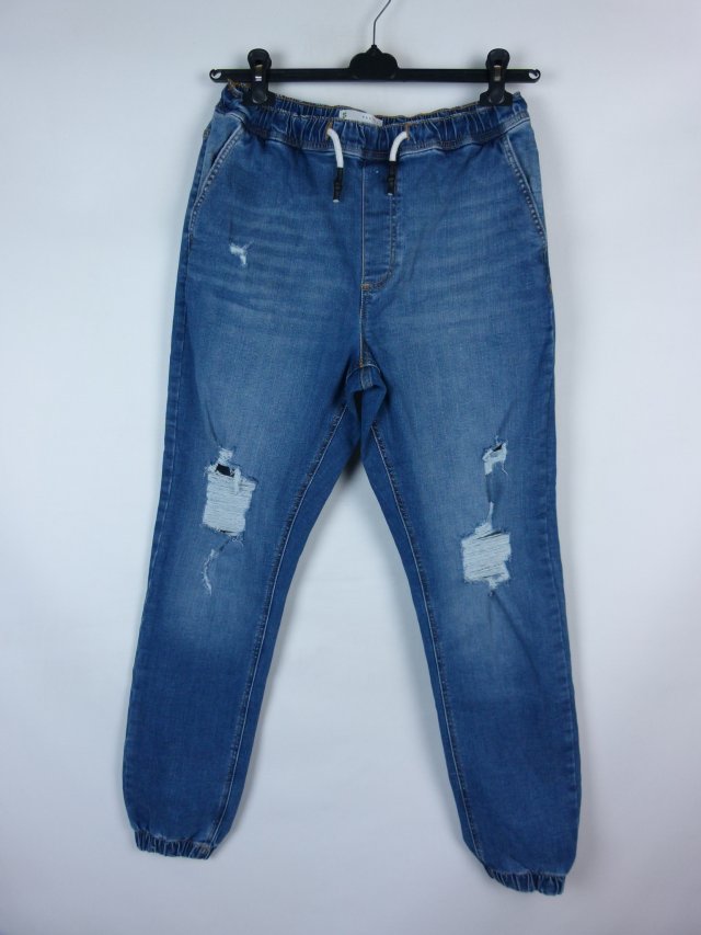 Denim Co. Cuffed Jogger spodnie dżins dziury / S