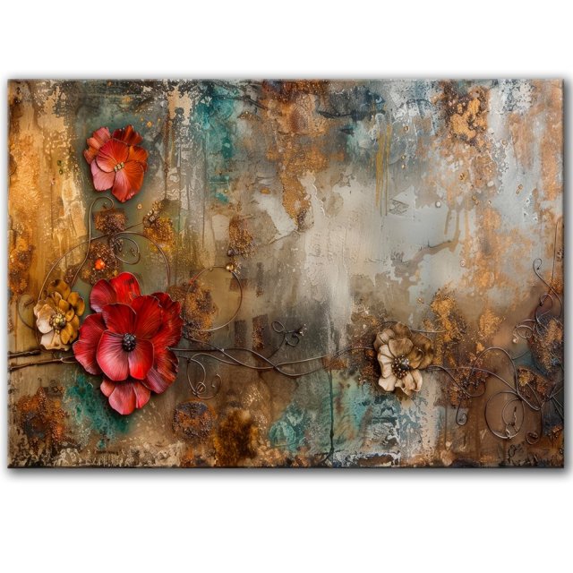 Obraz na płótnie - 100x70 cm - Kwiaty shabby chic (1-0732)