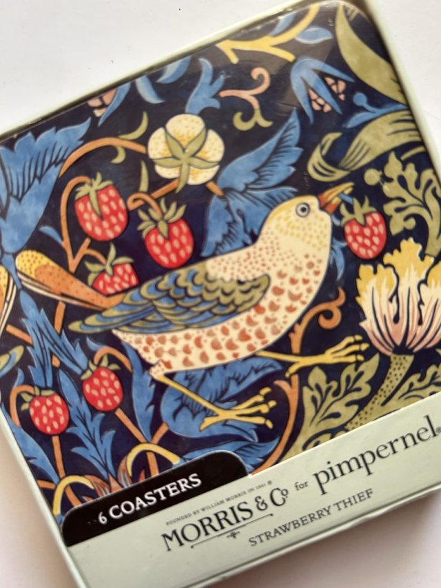 william morris - pack of 6 coasters - PIMPERNEL Strawberry thief -  nowe w firmowym opakowaniu