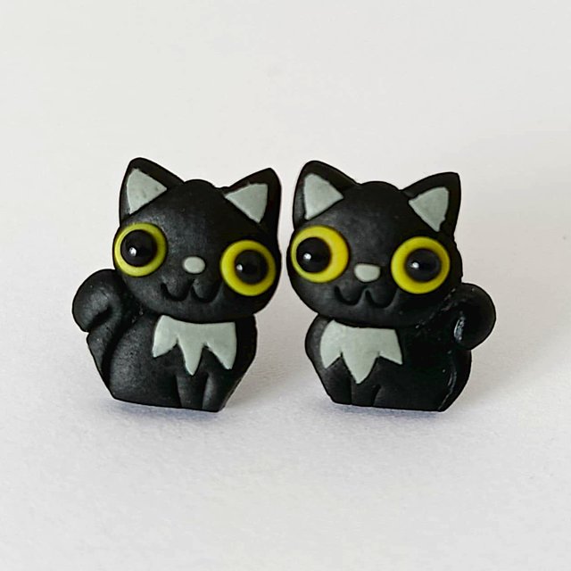 Kolczyki Czarne Koty na Halloween