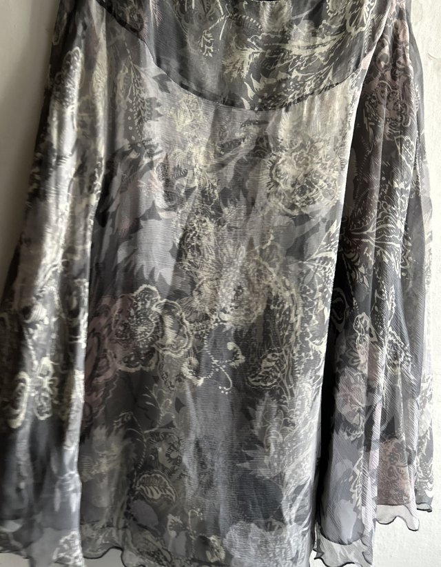 NOUGAT LONDON 100% SILK  jedwabna spódnica - oryginalny fason ciekawe złożenie stonowanych barw