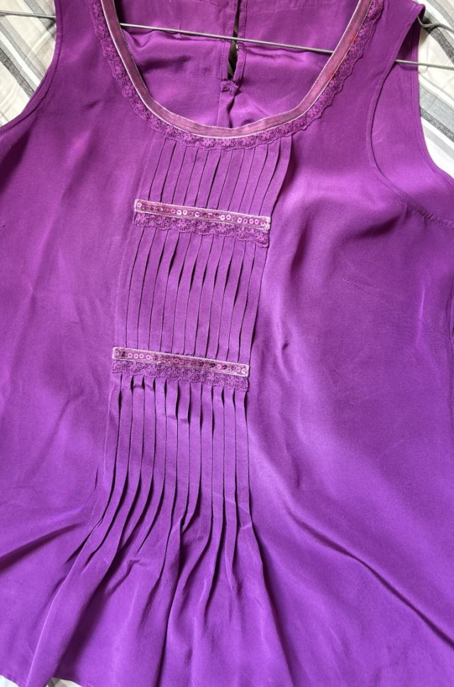 100% Silk NOA NOA efektowna oryginalna bluzka jedwabna fantastyczny cyklamenowy kolor