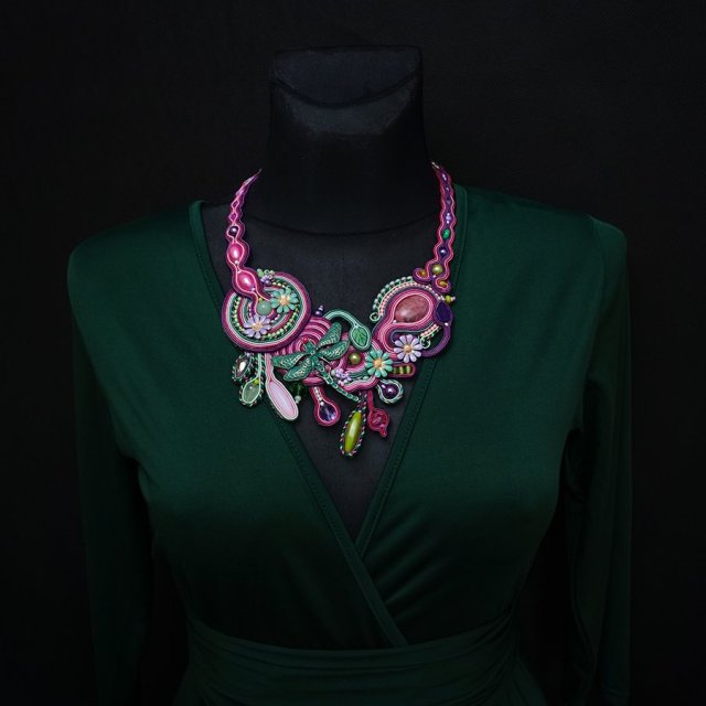 Naszyjnik soutache "Ogród pełen barw"