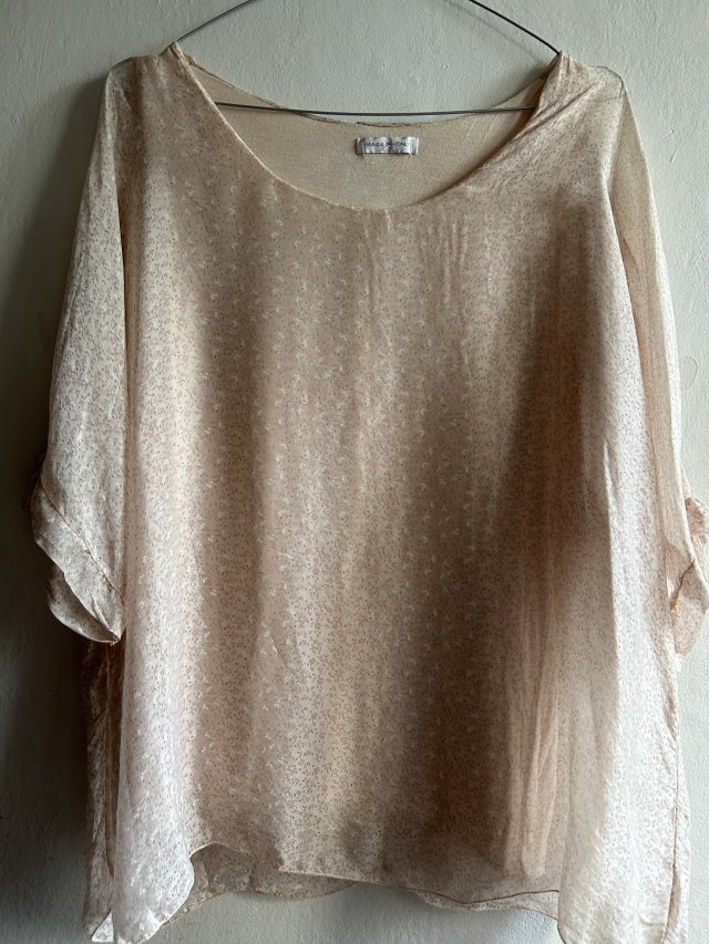 Made in Italy  Silk i viscoza dwuwarstwowa romantyczna zwiewna  luźna ciekawa zwiewna bluzka