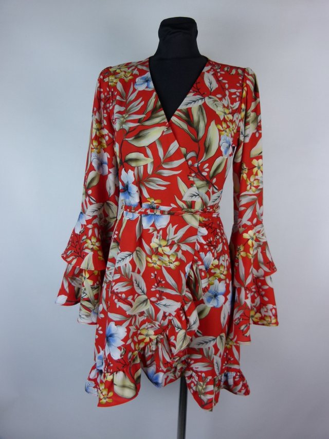 Retro & Icone kopertowa sukienka mini falbany / M