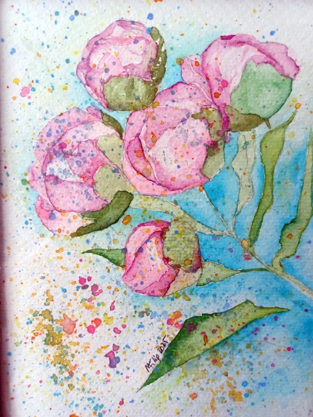 Akwarela w ramie Piwonie 15*20 cm