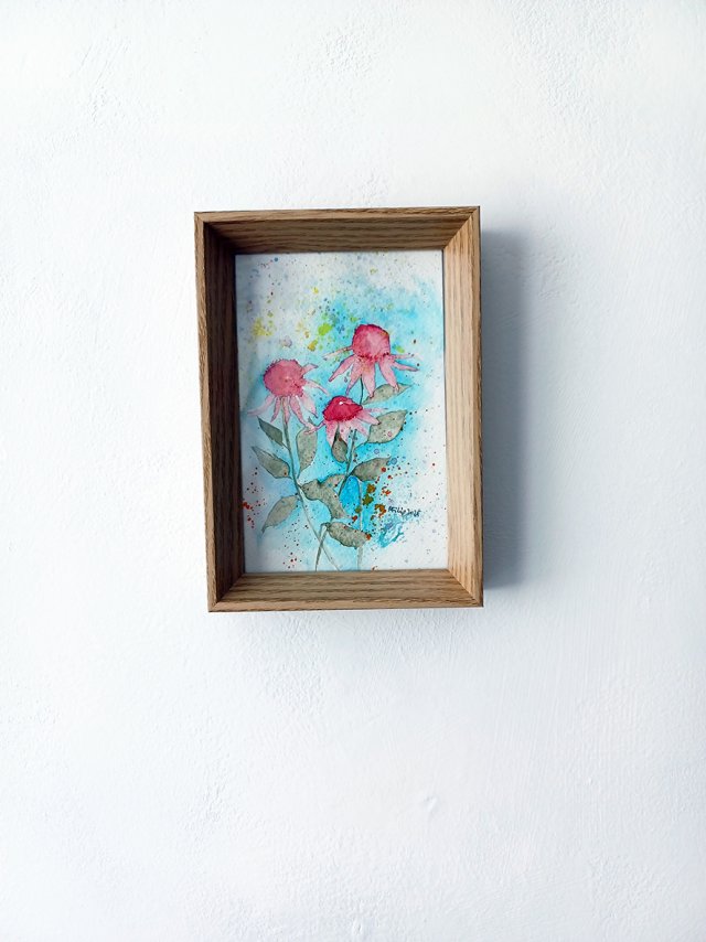 Akwarela w ramce Jeżówki 16,5*11,5 cm