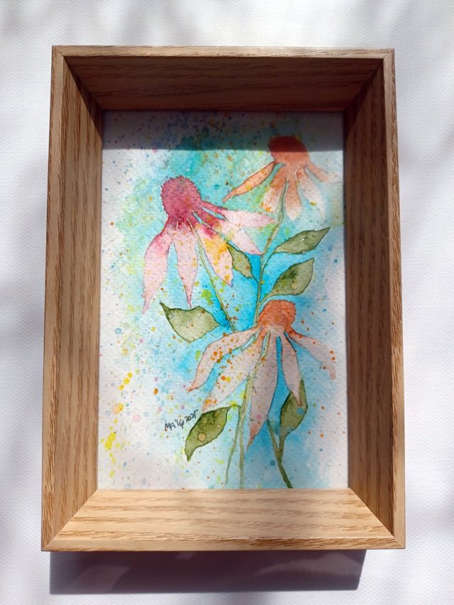Akwarela w ramce Jeżówki 16,5*11,5 cm