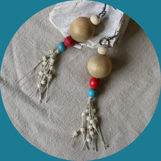 Kolczyki wiszące drewniane