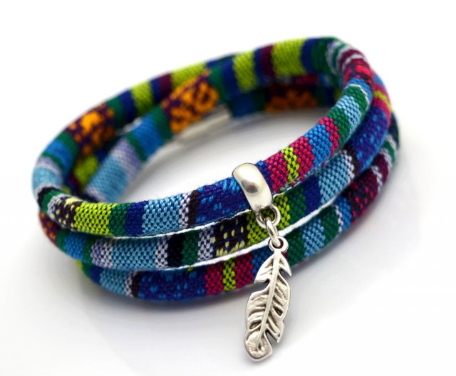 bransoletka MAGNETOOS BOHO AZTEQ z piórkiem stal