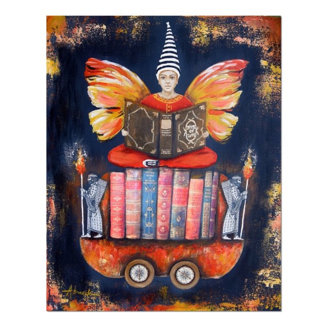 Anioł Bibliofil 15 oryginalny obraz ręcznie malowany collage