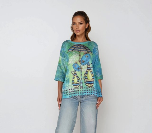 Sweter z kotami ,elegancki kardigan damski