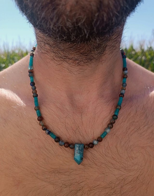 Turkusowy naszyjnik Boho, unisex